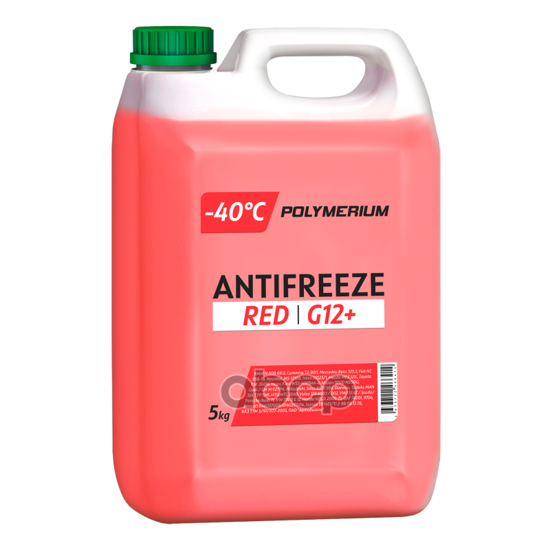 Антифриз для двигателя автомобиля POLYMERIUM antifreeze G12+ (-40) RED 5 кг