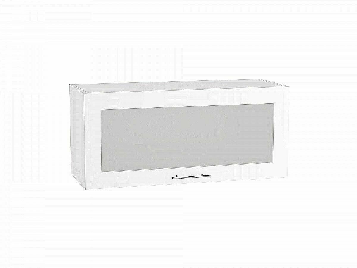 Настенный модуль для кухни Шкаф верхний горизонтальный остекленный Валерия-М 358*800*318 Белый глянец / Белый