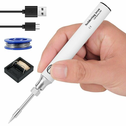 Беспроводной аккумуляторный паяльник с зарядкой от USB электрический без провода с регулировкой температуры до 450 градусов Белый 1327₽
