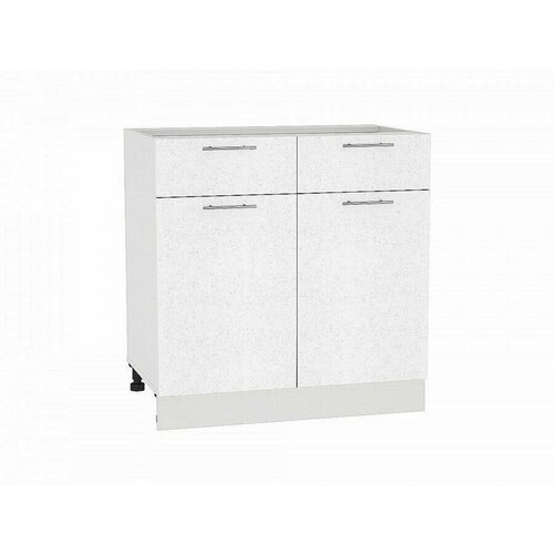 Напольный модуль для кухни Шкаф нижний с 2-мя дверцами и 2-мя ящиками Валерия-М 816*800*478 Белый металлик / Белый