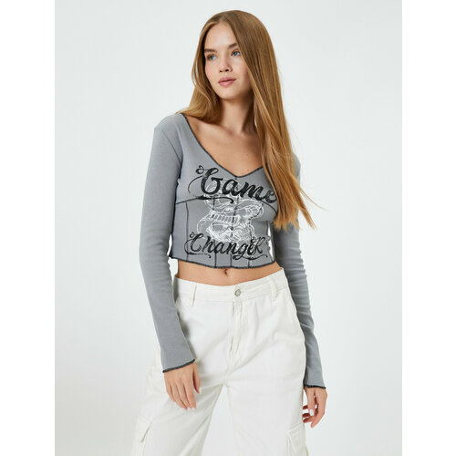 фото Лонгслив koton, размер s, серый