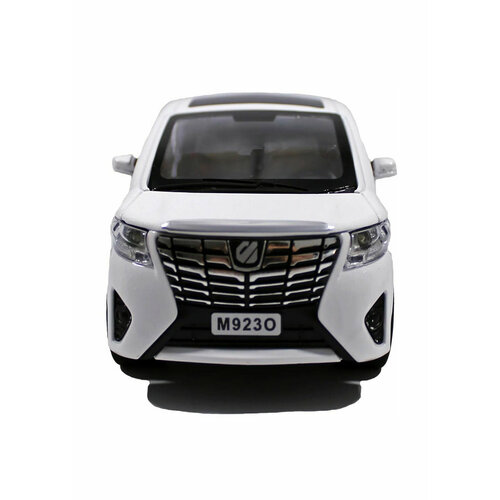 Металлическая машинка модель Toyota Alphard Тойота Альфард 1:24 21 см инерционная, свет, звук, коллекционные модельки / Белый