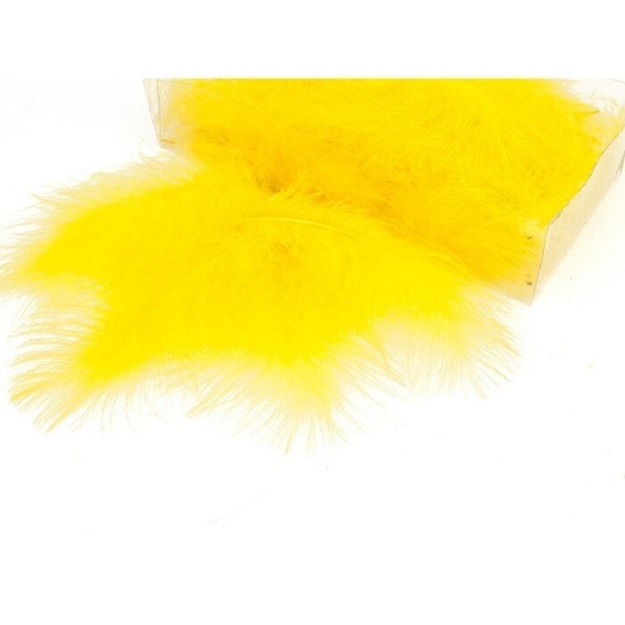Декоративные перья марабу желтые 12-15 см, 10 г в упаковке, для декора