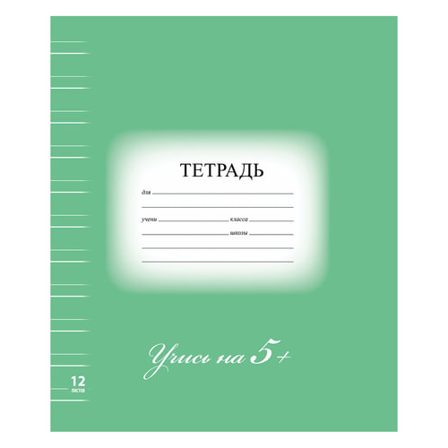 Тетрадь 12 л. BRAUBERG ЭКО 5-КА, узкая линия, обложка плотная мелованная бумага, зеленая, 104765