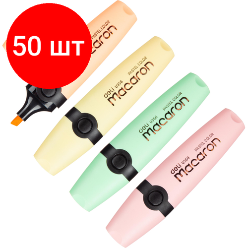 Комплект 50 наб, Набор текстовыделителей Deli Macaron 1-5 мм 4 цвета EU356-MT набор текстовыделителей deli macaron eu356 mt