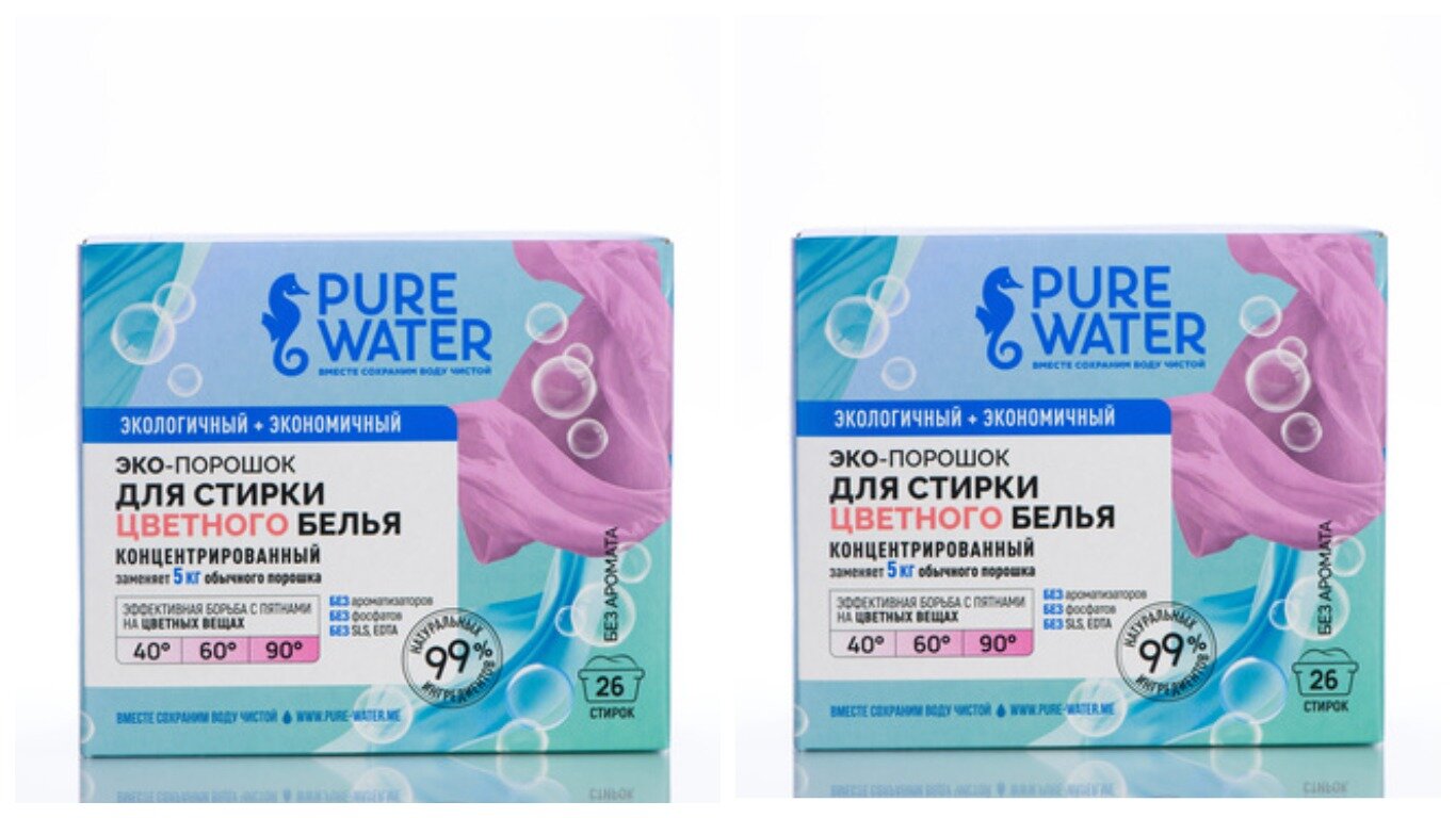 Набор "2 стиральных порошка для цветного белья" Pure Water(2 шт. по 800 г)