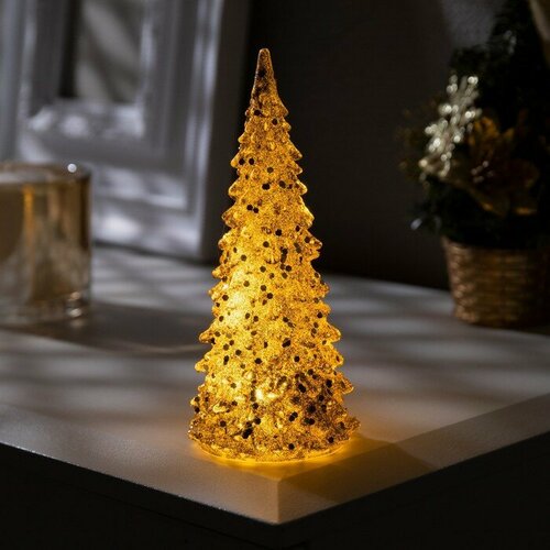 Luazon Lighting Светодиодная фигура «Ёлка золотистая» 6 × 17 × 6 см, пластик, батарейки LR44, свечение тёплое белое белый, желтый, золотистый