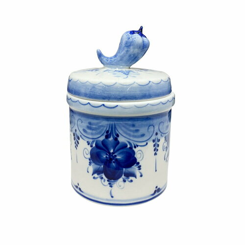 Банка перец малая объем 400 мл Гжель ручная роспись 1180₽