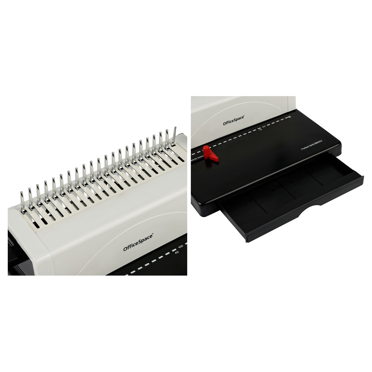 Брошюровщик OfficeSpace BM254 "Perfect bind" для пластиковых пружин, пробивает 25л, сшивает 500л. — фото 6