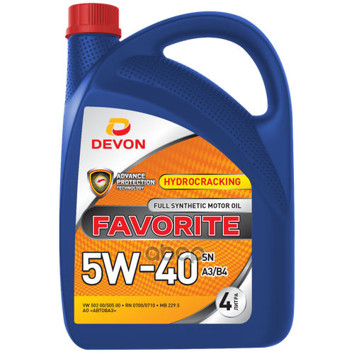 Девон Масло Моторное Devon Favorite Sae 5W40 Sn A3/B4 4Л
