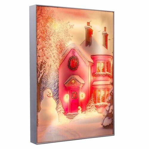 Картина-ночник / Светильник праздничный новогодний USB - Снеговик