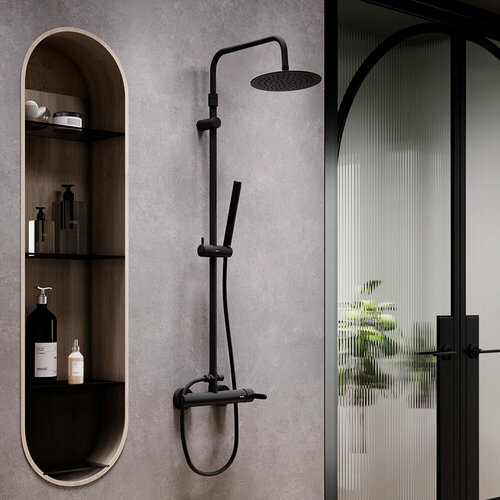 Изображение товара Душевая система Damixa Scandinavian Pure, с тропическим дождем, черный
