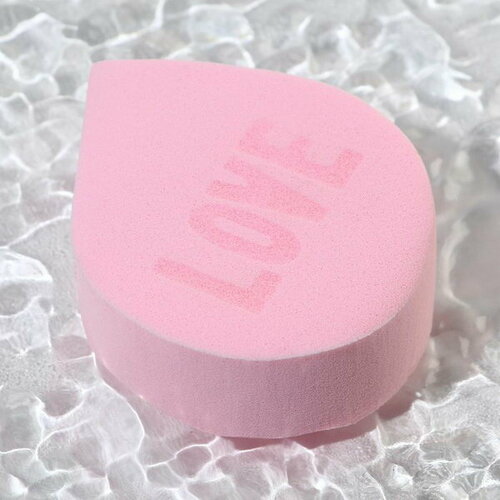 Спонж-капля плоская LOVE, увеличивается при намокании, цвет розовый спонж спонж для макияжа тонального крема