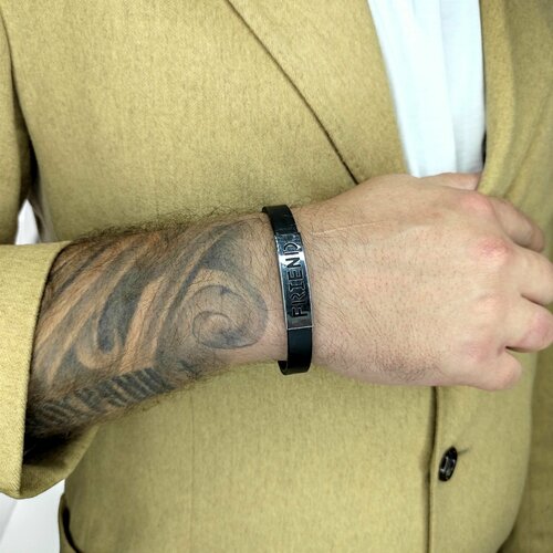 фото Браслет, металл, 1 шт., черный, серебряный нет бренда