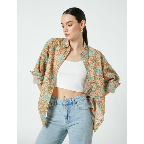 фото Рубашка koton, размер 44, зеленый