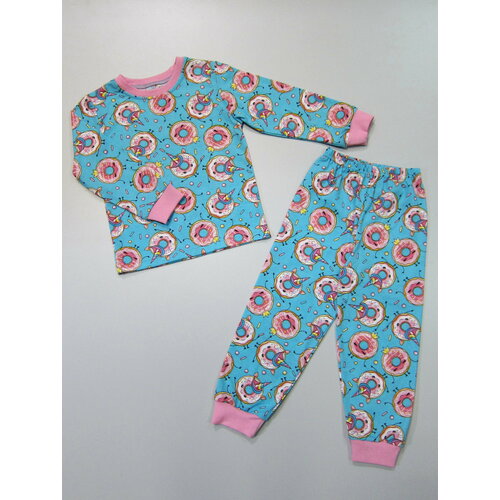 домашняя одежда repost пижама для девочки лонгслив и штаны барашки пж д0016 Пижама Светлячок-С, размер 80-86, голубой
