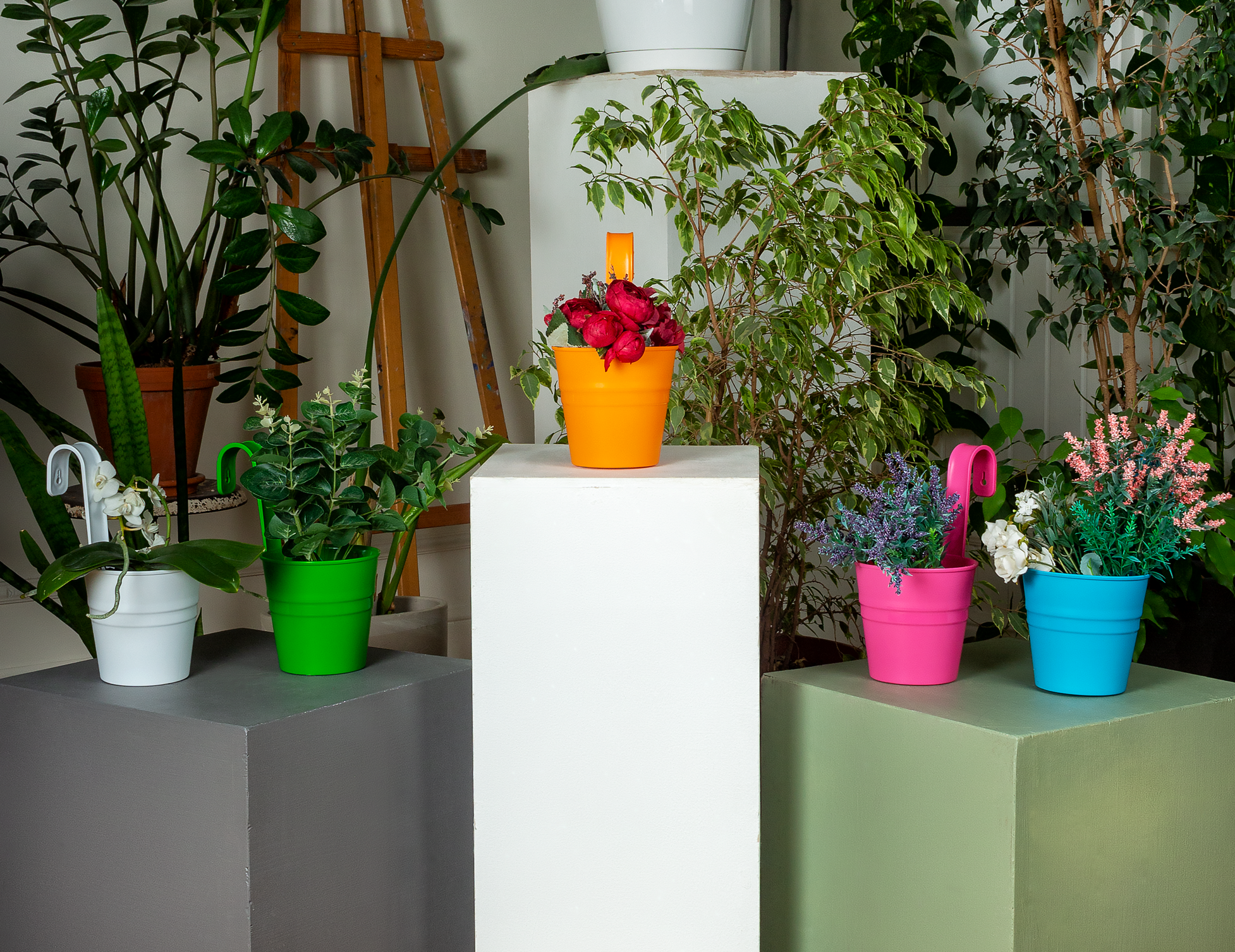 фото Подвесное кашпо горшок для цветов набор 5 шт. по 1 лт.