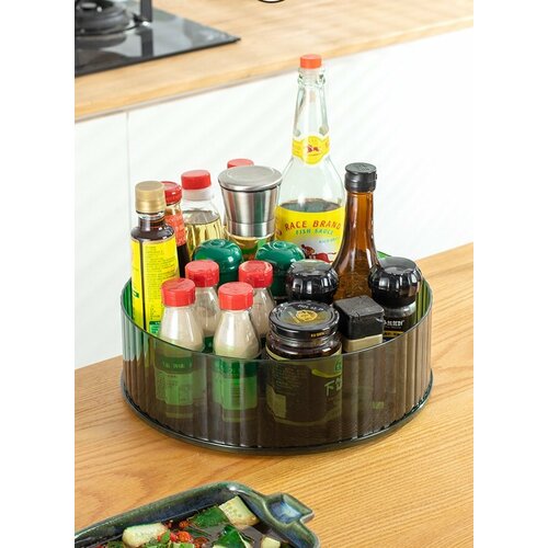 Органайзер для кухни, органайзер для специй, подставка вращающаяся для специй, хранение специй плешоп круглый, зеленый, 31х10 см