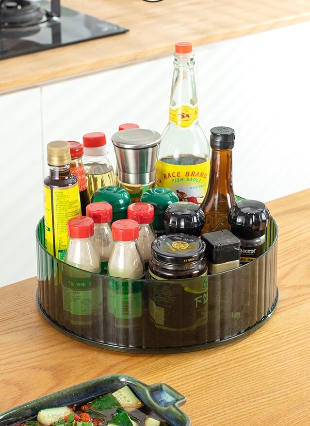 фото Подставка кухонная вращающаяся поднос для специй плешоп круглый, зеленый, 31х10 см