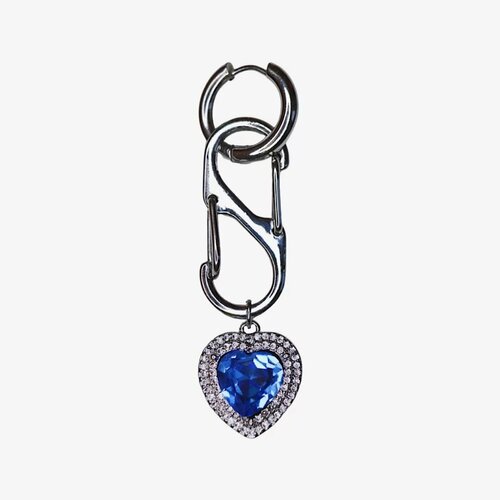 Серьги 2SICK Blue heart, фианит, серебряный