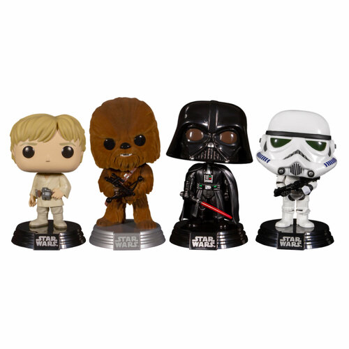 Фигурки Funko POP! Bobble Star Wars Luke/Chewbacca(FL)/Darth Vader/Stormtrooper 4PK 74138 игрушка люк скайуокер говорящий 35 см главный персонаж star wars – люк скайвокер фигурка люк из звездны войн