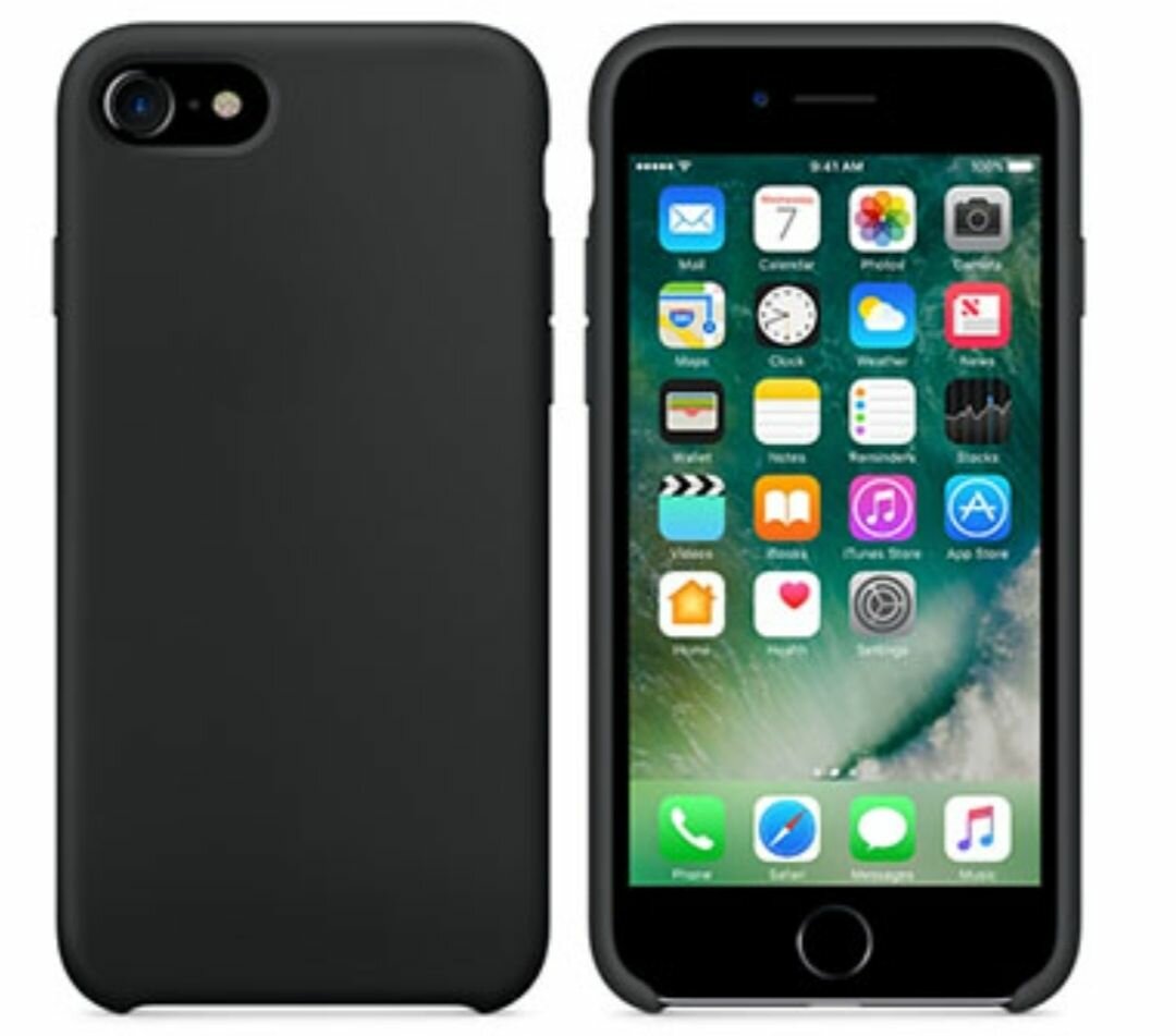 Apple iPhone 7 / 8 / SE 2020 под оригинальный чёрный чехол, айфон 7, 8 се замша противоударный утолщённый Silicone case