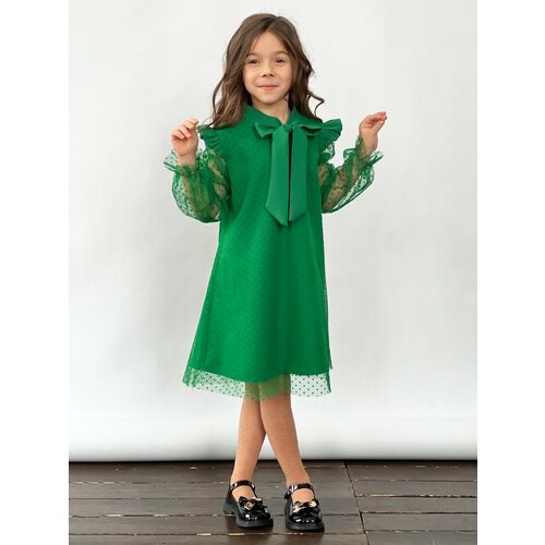 Платье Бушон, размер 134-140, зеленый пуховик crockid размер 134 140 зеленый