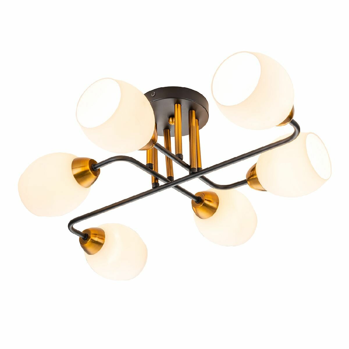 фото Потолочная люстра Escada Hope 1132/8P Black, Накаливания, E27, Стекло/Белый, Металл/Черный, Модерн, В гостиную, На потолок, Великобритания, Бокал