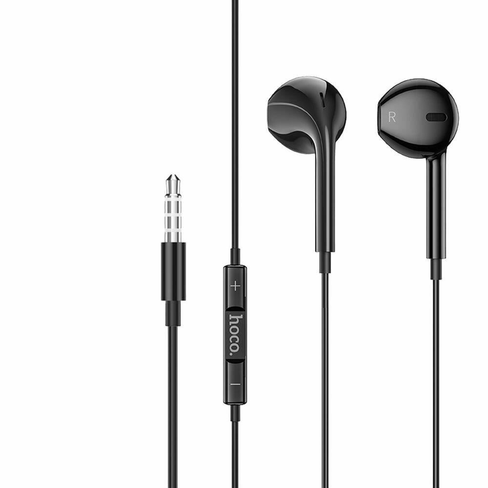 Наушники проводные с микрофоном Hoco M101 Crystal, MiniJack 3.5мм, 1.2 метра, черный