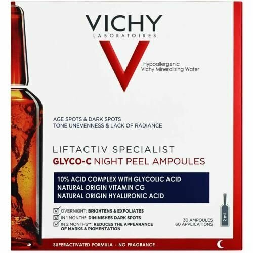 Сыворотка-пилинг ночного действия Vichy Liftactiv Specialist Glyco-C в ампулах, 30 шт glyco 2 шт по 500 г 1 в подарок