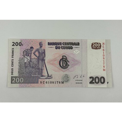 Банкнота Конго 200 франков 2013 год! банкнота номиналом 200 франков 1991 года франция