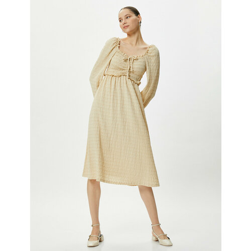 фото Платье koton, размер 42, бежевый