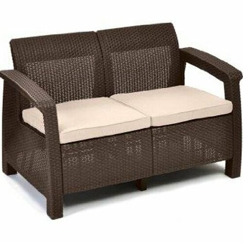 Диван садовый KETER 2х местный Corfu Russia Love Seat, коричневый