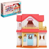 Дом для кукол с набором животных "Семья кроликов" и питомцем. Цвет: Белый. Цвет: Красный. Цвет: Розовый.  ...