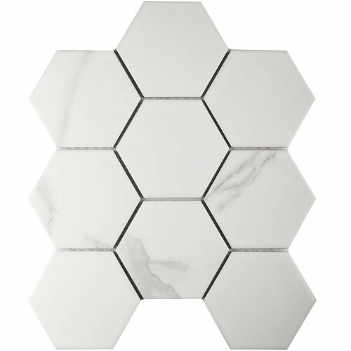 Мозаика Starmosaic Geometry Hexagon big Carrara Matt 25,6x29,5 (цена за 20 шт)