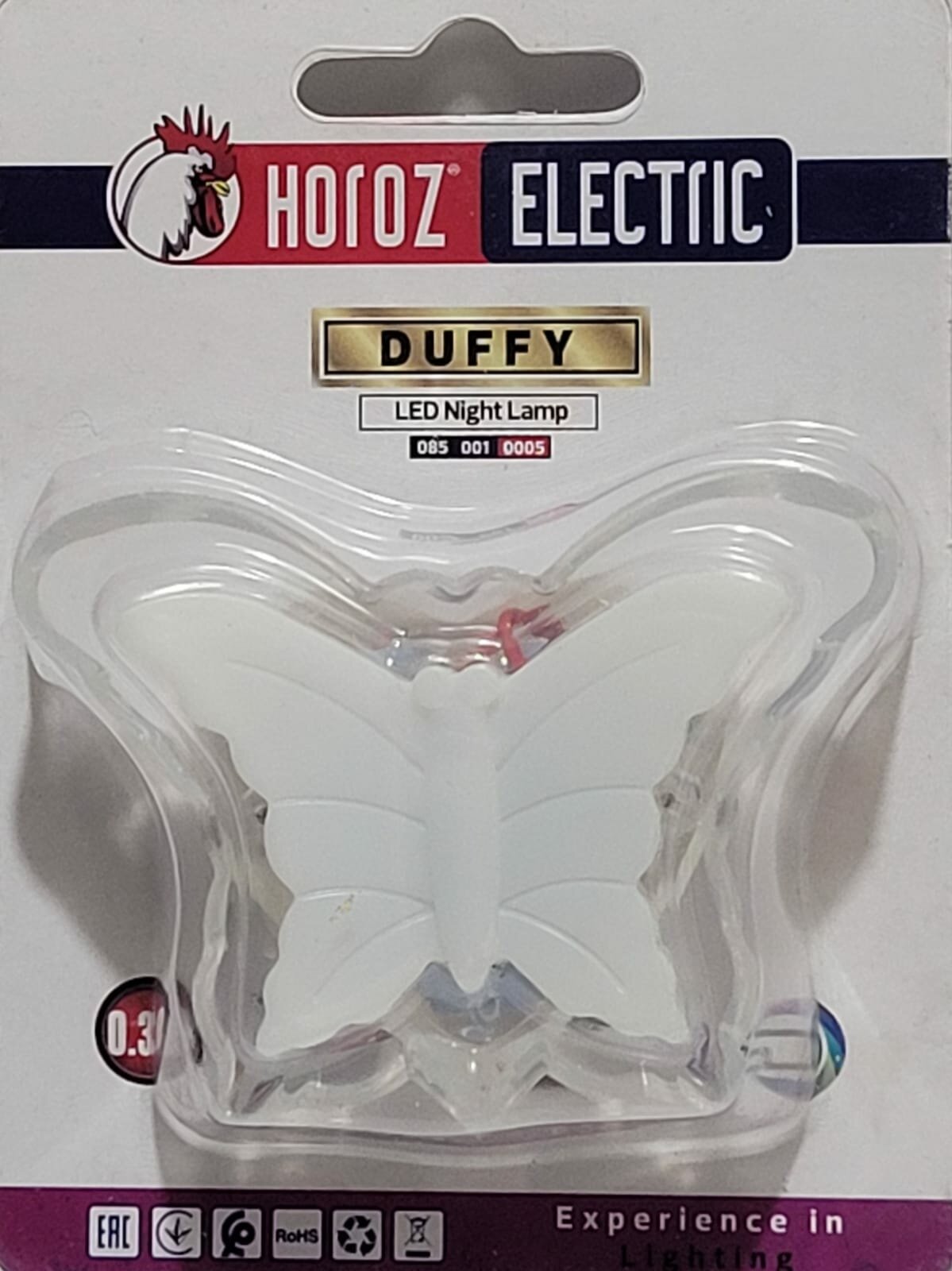 HOROZ Ночник бабочка 0.3W(25lm) IP20  выкл. 75х60х65 085-001-0005