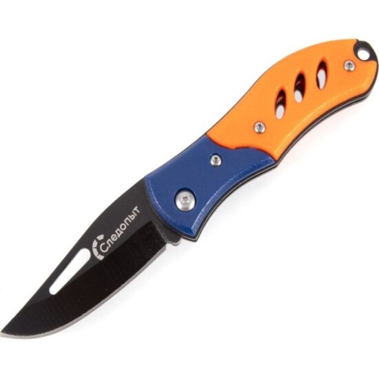 Нож туристический Следопыт , дл. клинка 65 мм, оранжево-синяя ручка