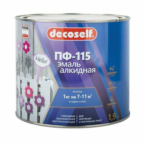 Пуфас Эмаль ПФ-115 вишневая Decoself (1,9кг-1,4л)