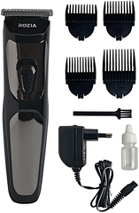 Машинка для стрижки волос Rozia, Профессиональный триммер для стрижки волос, для бороды, усов, 4 насадки, Черный