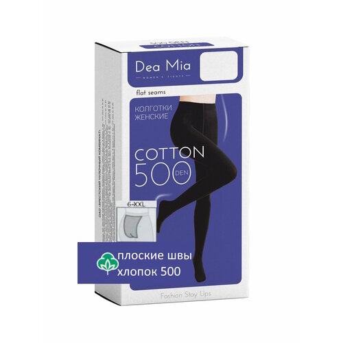 Колготки DEA MIA Колготки хлопковые женские Dea Mia COTTON 500 DEN, 500 den, размер XXL/52-54, черный