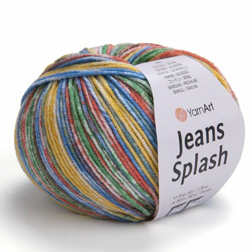 Пряжа Jeans Splash, YarnArt, радуга - 952, 55% хлопок, 45% акрил, 5 мотков, 50 г, 160 м.