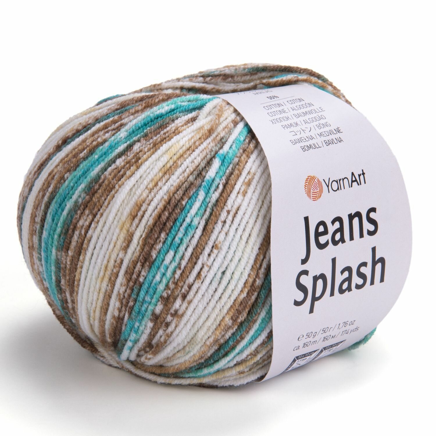 Пряжа Jeans Splash, YarnArt, бел/кофе/бир - 951, 55% хлопок, 45% акрил, 5 мотков, 50 г, 160 м.