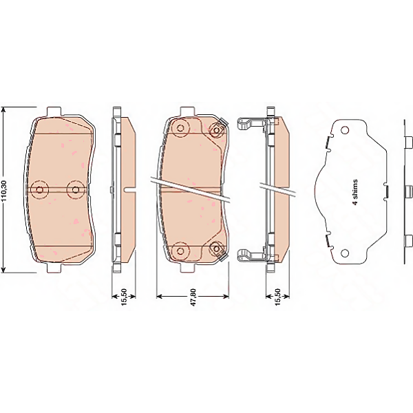 TRW GDB3449 (000085BSX / 05P1450 / 0986494327) колодки тормозные дисковые