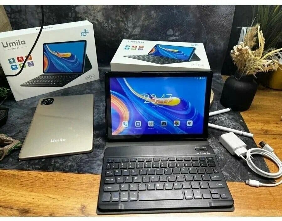 Планшет Umiio A19 Pro золотистый с клавиатурой, чехлом, защитным стеклом, стилусом в комплекте 6/128, 10.1", 128GB, Android 11.0