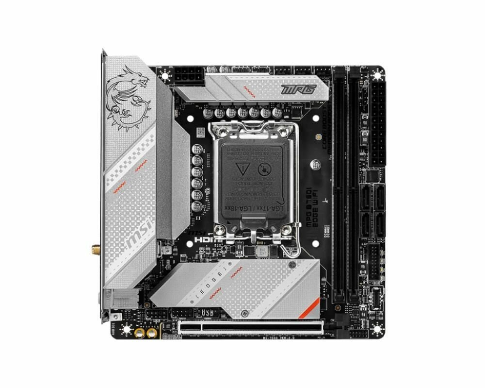 Материнская плата mini-ITX MSI (LGA1700, B760, 2*DDR5 (7200), 4*SATA 6G RAID, 2*M.2, PCIE, 2.5Glan, WiFi, BT, HDMI, DP, USB Type-C - фото №2