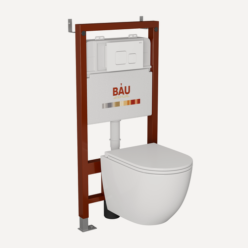 Изображение товара Комплект BAU 6 в 1: инсталляция BAU PRO, унитаз подвесной безободковый торнадо обратного потока Bau Dream Hurricane-2, сиденье микролифт, кнопка белая