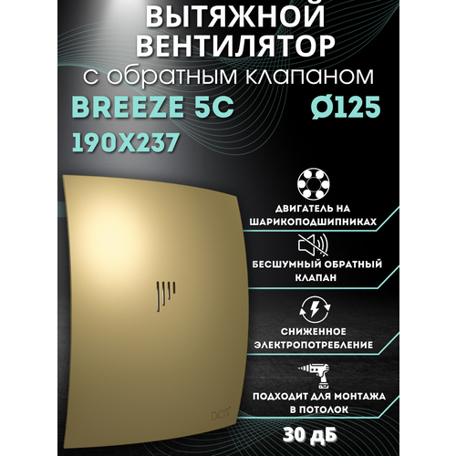 Вытяжной вентилятор 125 с обратным клапаном BREEZE 5C Champagne