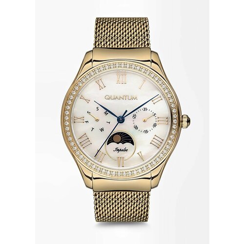 фото Наручные часы quantum часы наручные женские quantum iml661.120, кварцевые 34 мм, белый, золотой