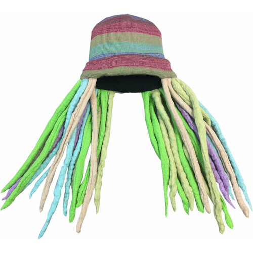 фото Шапка бини anru, размер универсальный, зеленый, пыльная роза