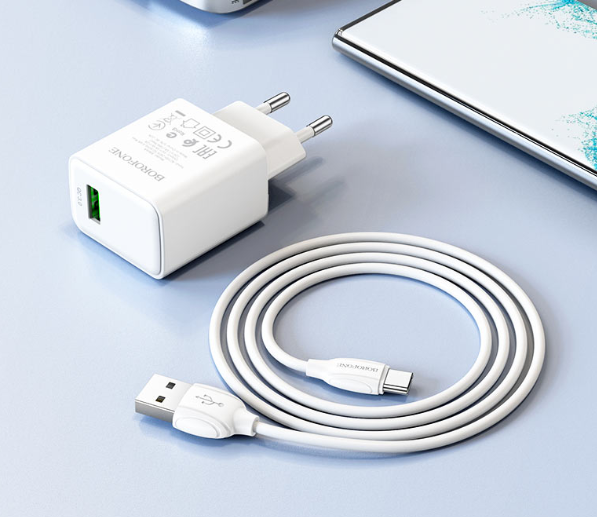 Быстрая зарядка для телефона + кабель Type-C 1м/ адаптер для смартфона, белый — фото 5